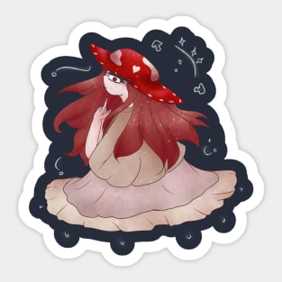 Whimsigoth Cottagecore Red Mushroom Girl Sticker